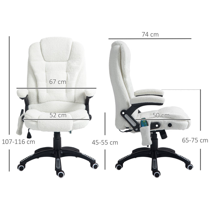 Office Chair w/ Heating Massage Points Relaxing Reclining White