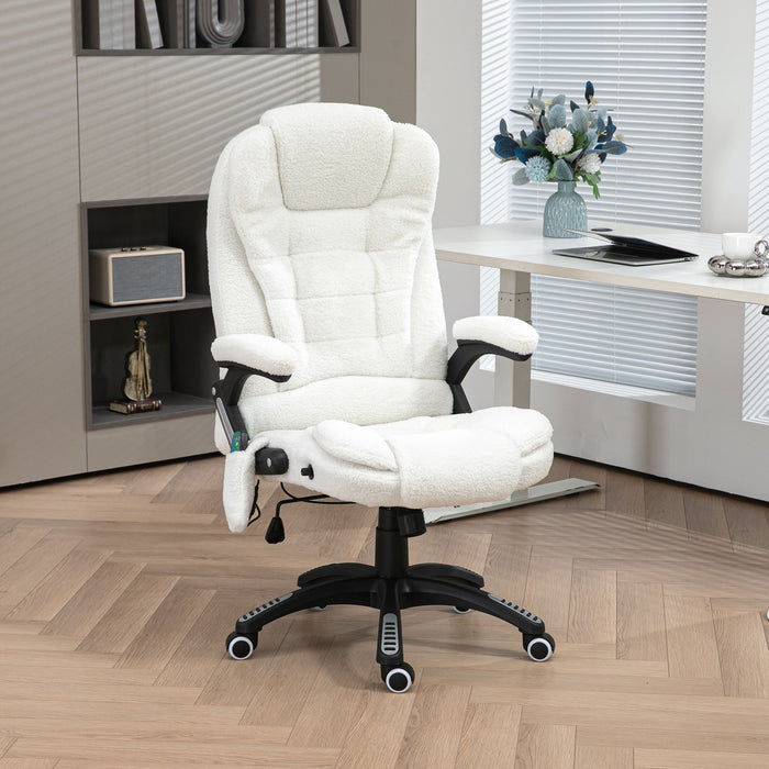 Office Chair w/ Heating Massage Points Relaxing Reclining White