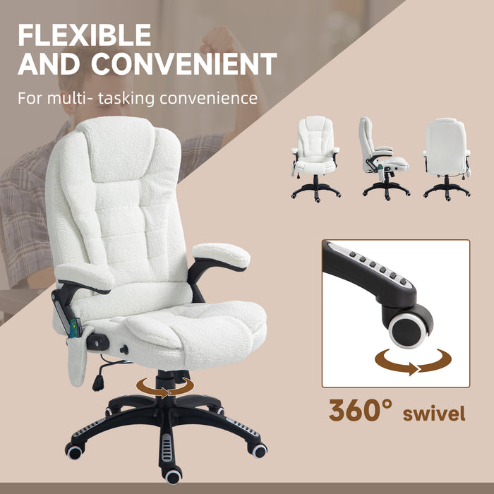 Office Chair w/ Heating Massage Points Relaxing Reclining White