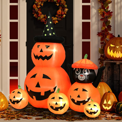 Pumpkin and Cat with LED Lights, Halloween Inflatables Decoration