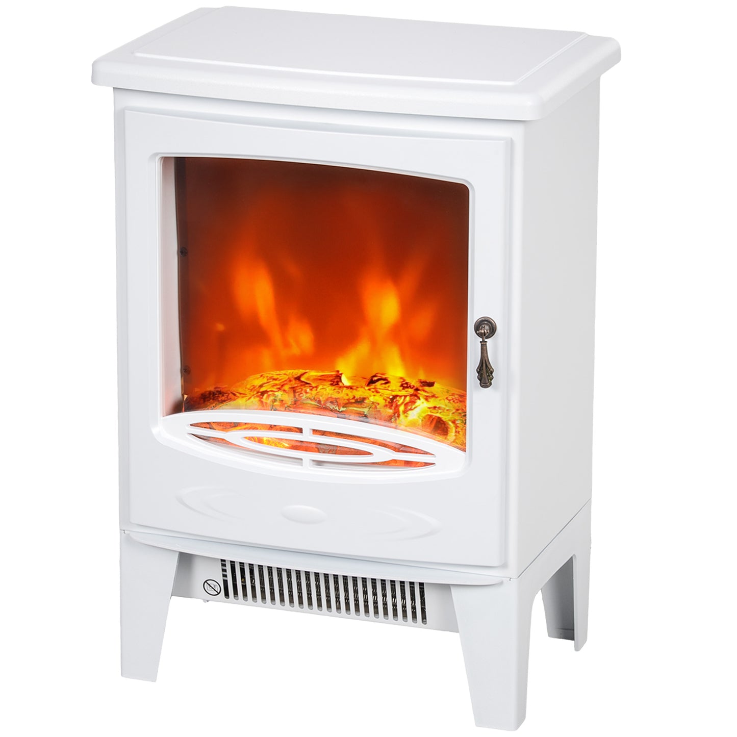 Electric Fireplace Freestanding w/Realistic Flame Effect, White