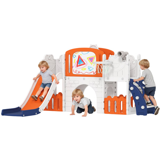 7 in 1 Toddler Slide Set, Frog Theme Playset with Basketball Hoop