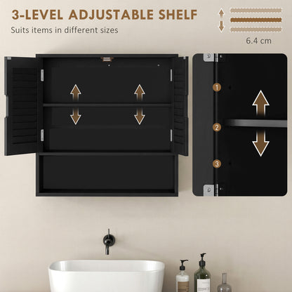 Bathroom Cabinet, Wall Mounted Cabinet with Adjustable Shelves, Black