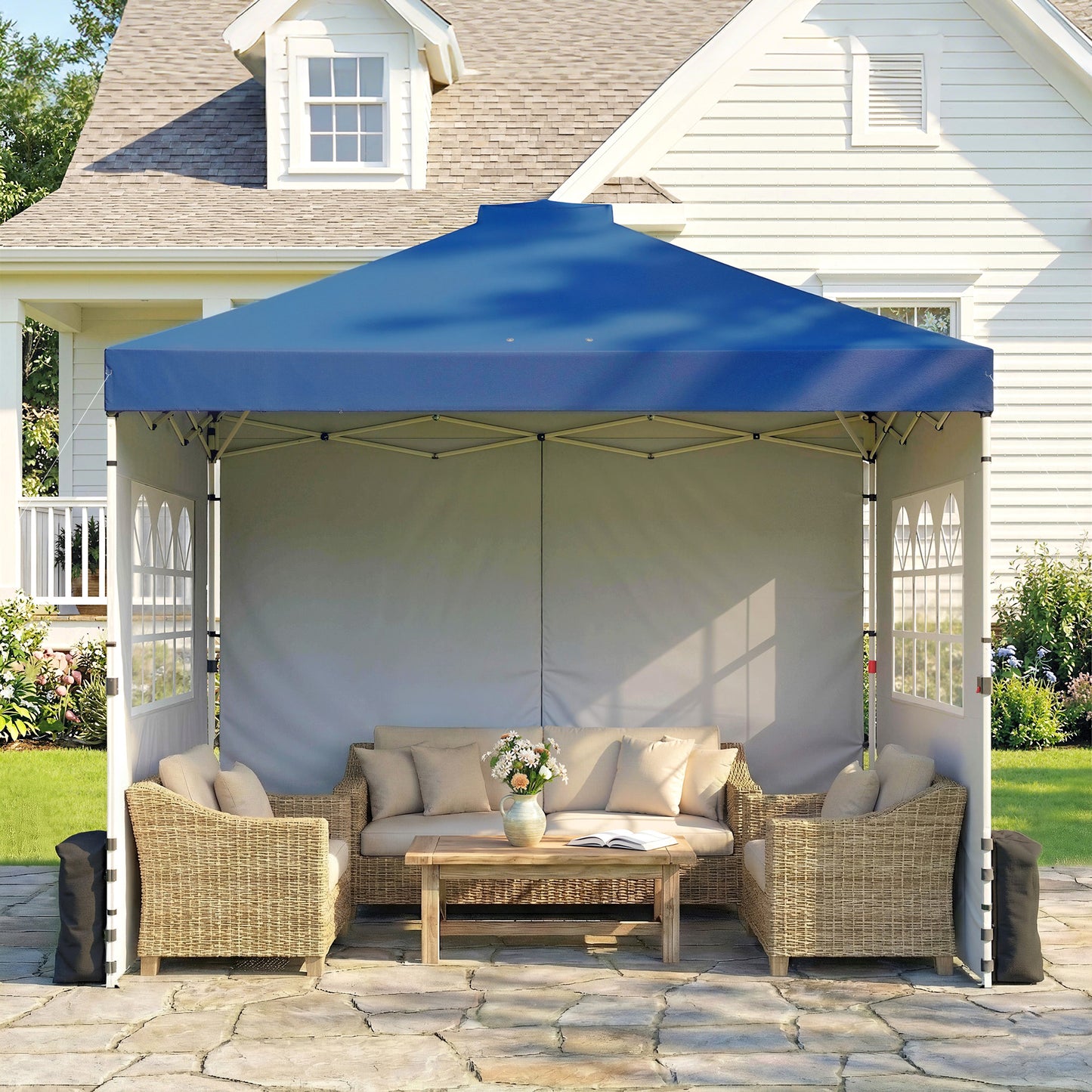 Pop Up Canopy Waterproof Height Adjustable 3 x 3 (m) Dark Blue