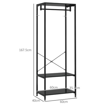 Coat Rack, 2-in-1 Clothes Stand with Shoe Storage for Hallway, Black