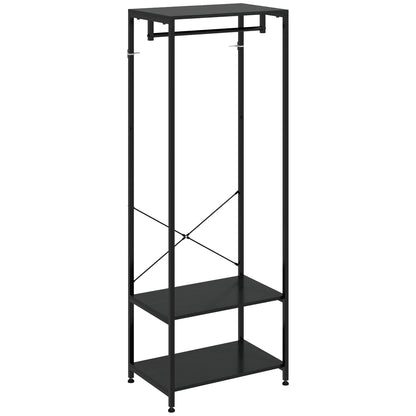 Coat Rack, 2-in-1 Clothes Stand with Shoe Storage for Hallway, Black
