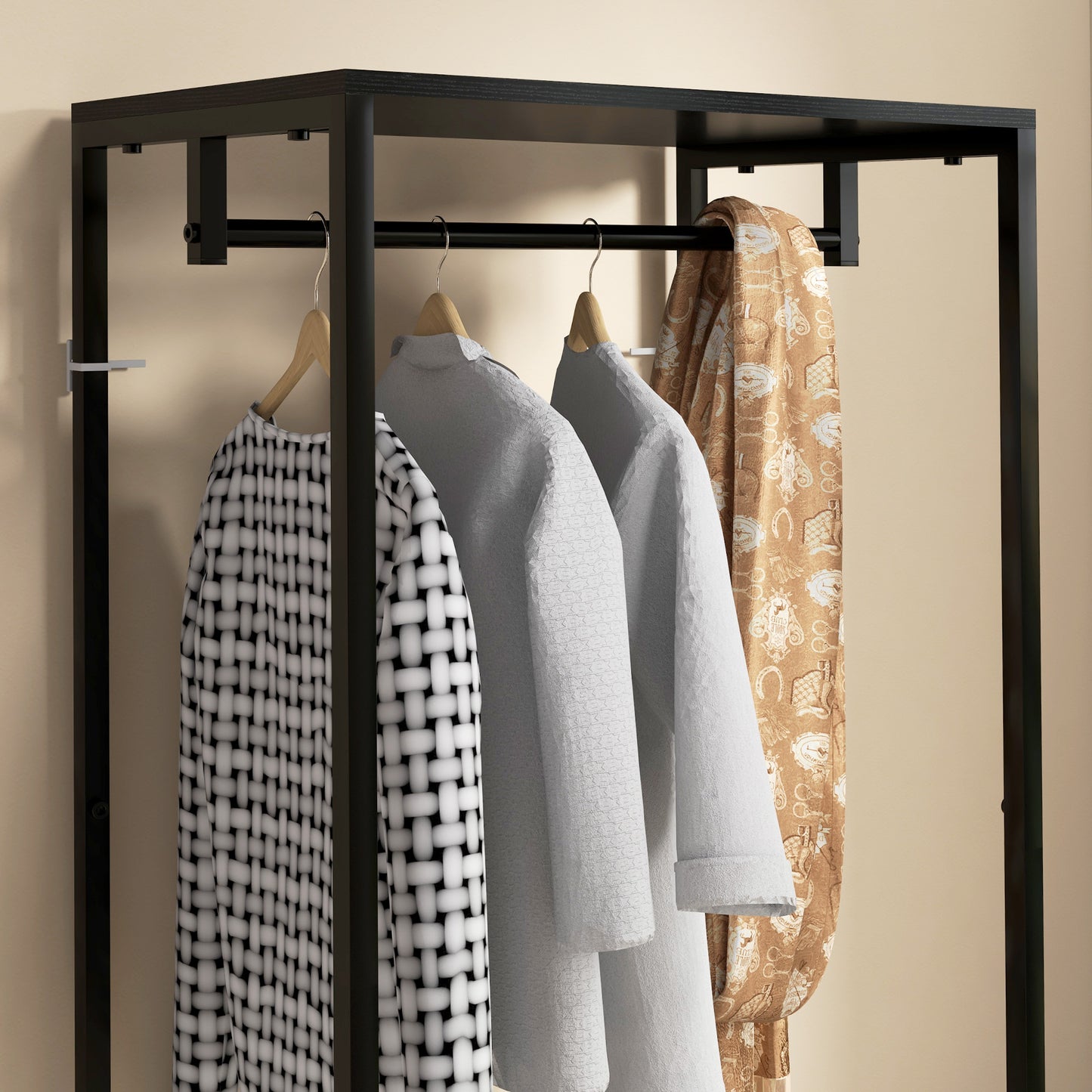 Coat Rack, 2-in-1 Clothes Stand with Shoe Storage for Hallway, Black
