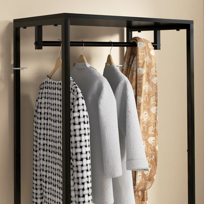 Coat Rack, 2-in-1 Clothes Stand with Shoe Storage for Hallway, Black