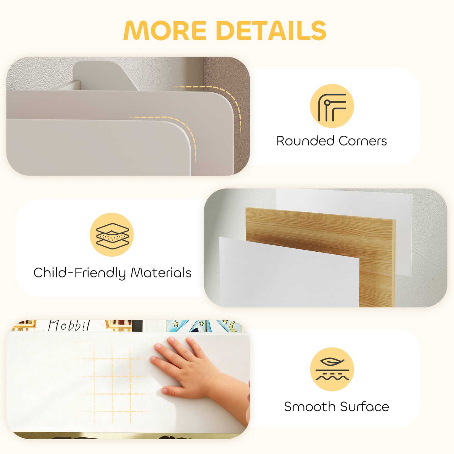 Toy Storage Unit, Childrens Bookcase with 6 Bins, Multicoloured