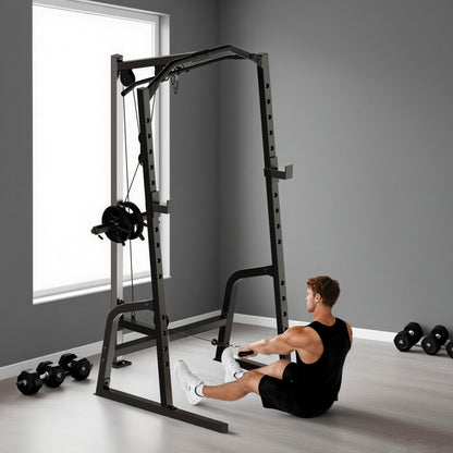 Cable Crossover Machine with Pulley System, Squat Rack