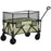 Folding Garden Trolley, 180L Wagon Cart with Extendable Side Walls, for Beach, Camping, Festival, Khaki