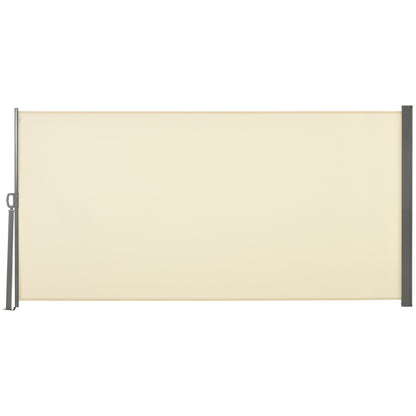Retractable Sun Side Awning Screen Fence Patio Garden Wall Balcony Screening Panel Outdoor Blind Privacy Divider (3x1.6M, Cream White)