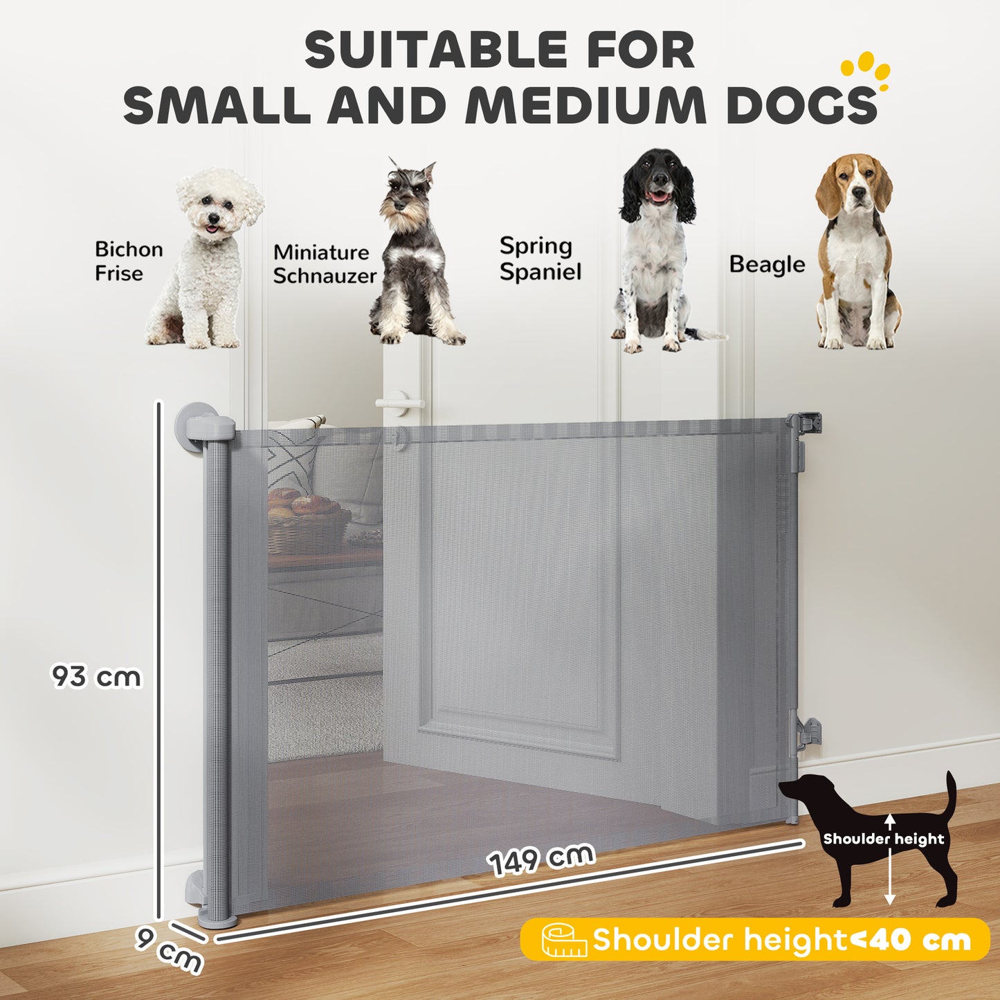 Stair Gate for Dogs, Pet Gate, Extends to 140 cm Wide & 93 cm Tall
