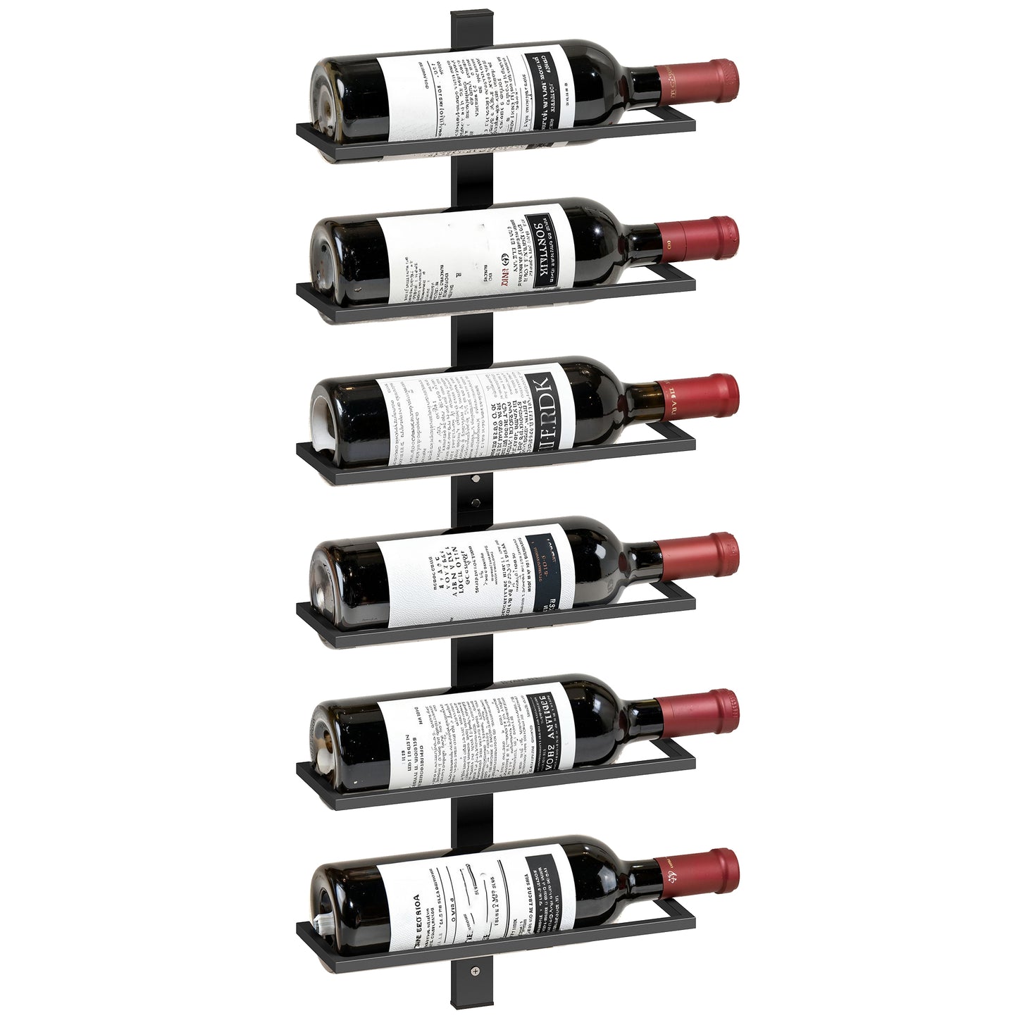 Wall Mount Wine Rack for 6 Wine Bottles, Black