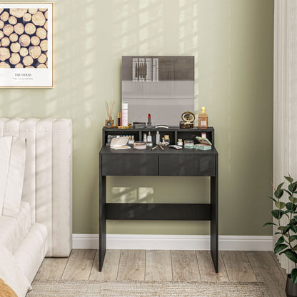 Dressing Table with Mirror, Drawers, for Bedroom, Black