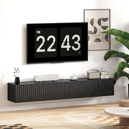 Wall Mount TV Stand Cabinet with Fluted Flip-Down Doors