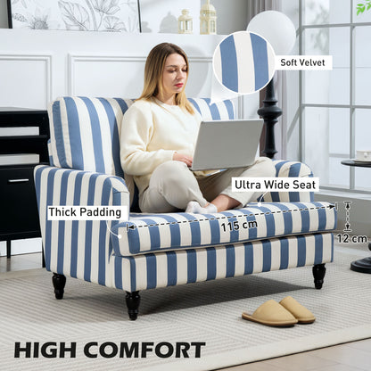 Cuddle Chair with Stripe, Armchair for Living Room, Blue and White