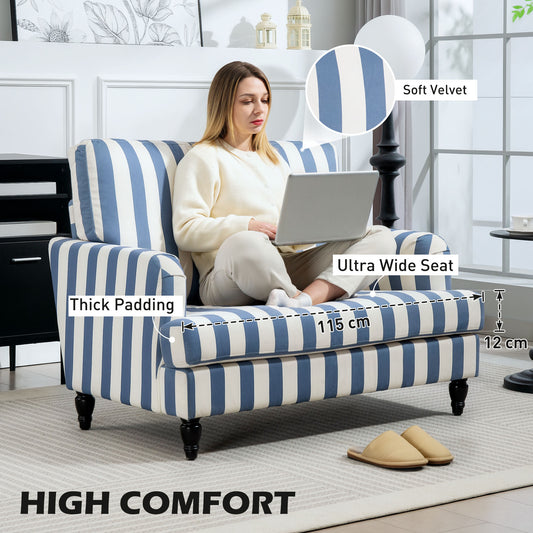 Cuddle Chair with Stripe, Armchair for Living Room, Blue and White