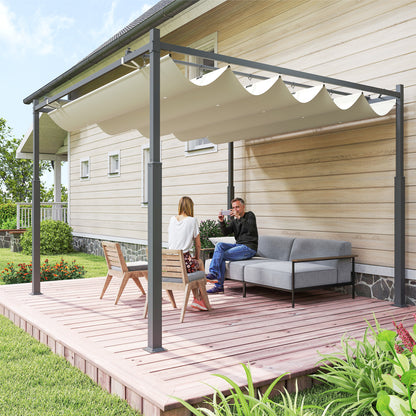 3 x 3(m) Pergola with Retractable Roof, 80mm Metal Column, White