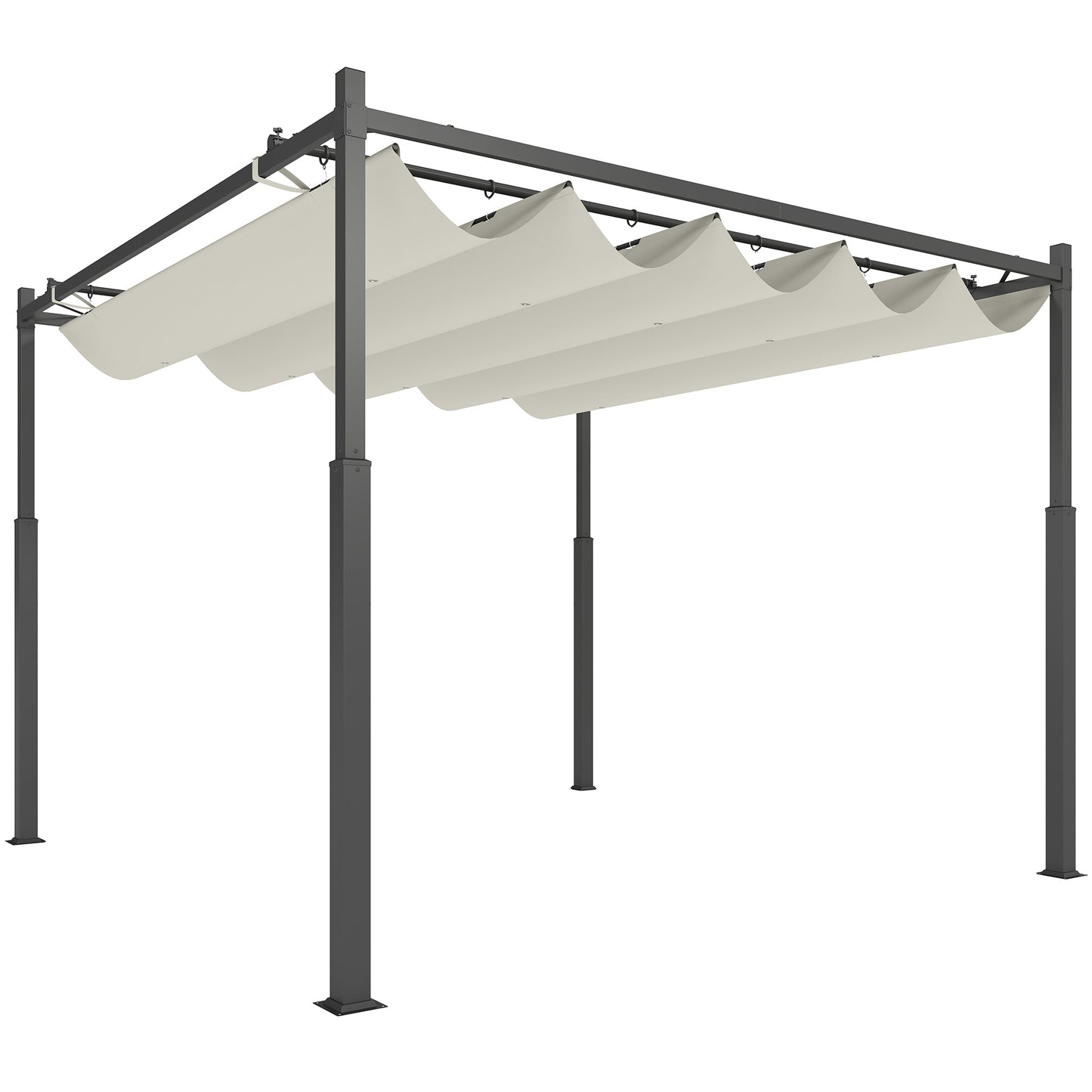 3 x 3(m) Pergola with Retractable Roof, 80mm Metal Column, White