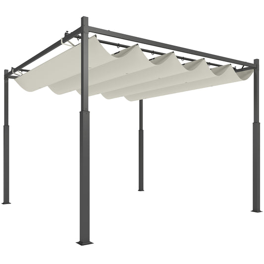 3 x 3(m) Pergola with Retractable Roof, 80mm Metal Column, White