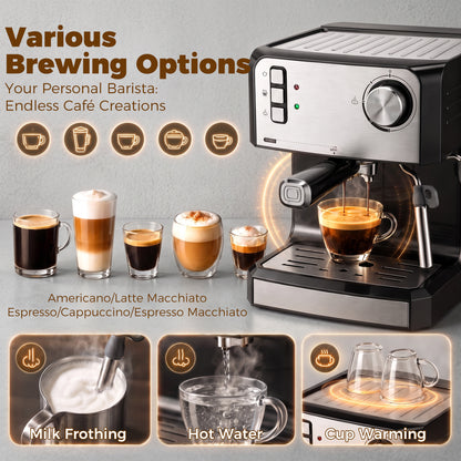 Espresso Machine, 20-Bar, 1.6 L Tank, Black