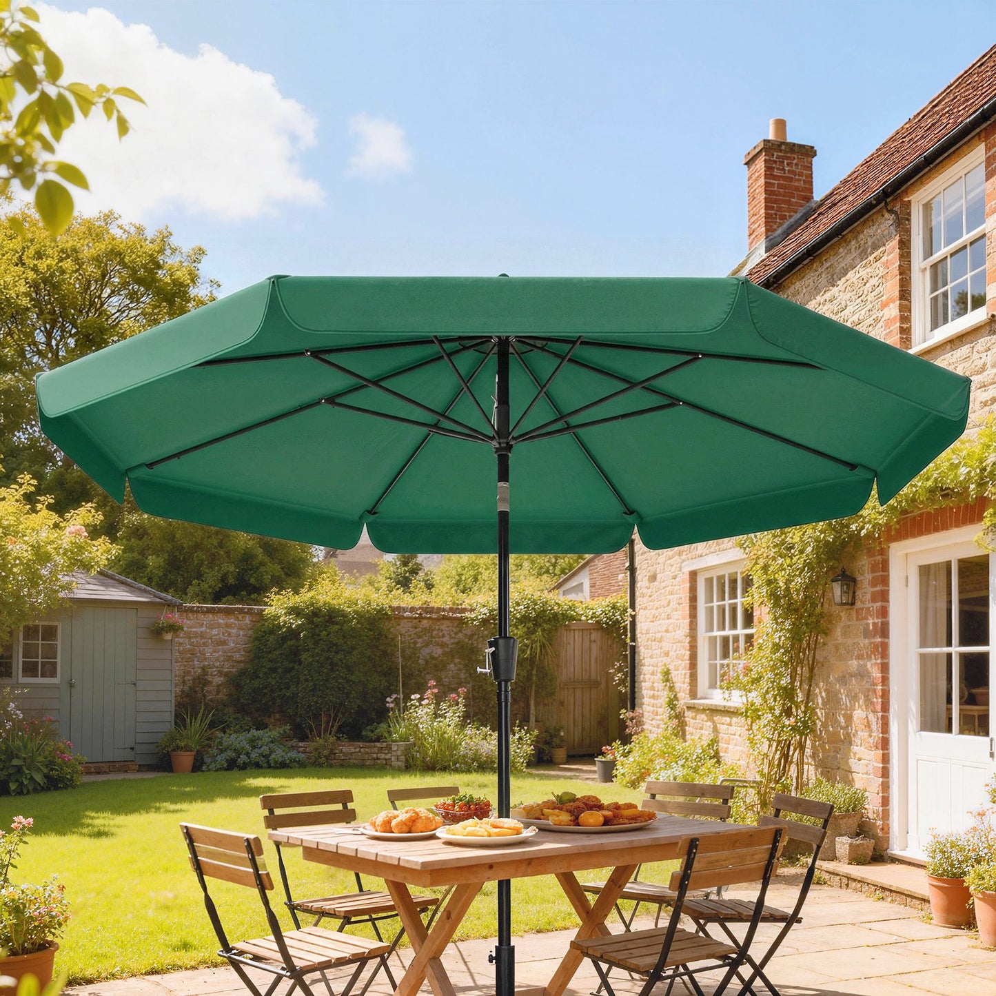 3 m Garden Parasol with Tilt & Crank, UPF30+ Outdoor Table Umbrella