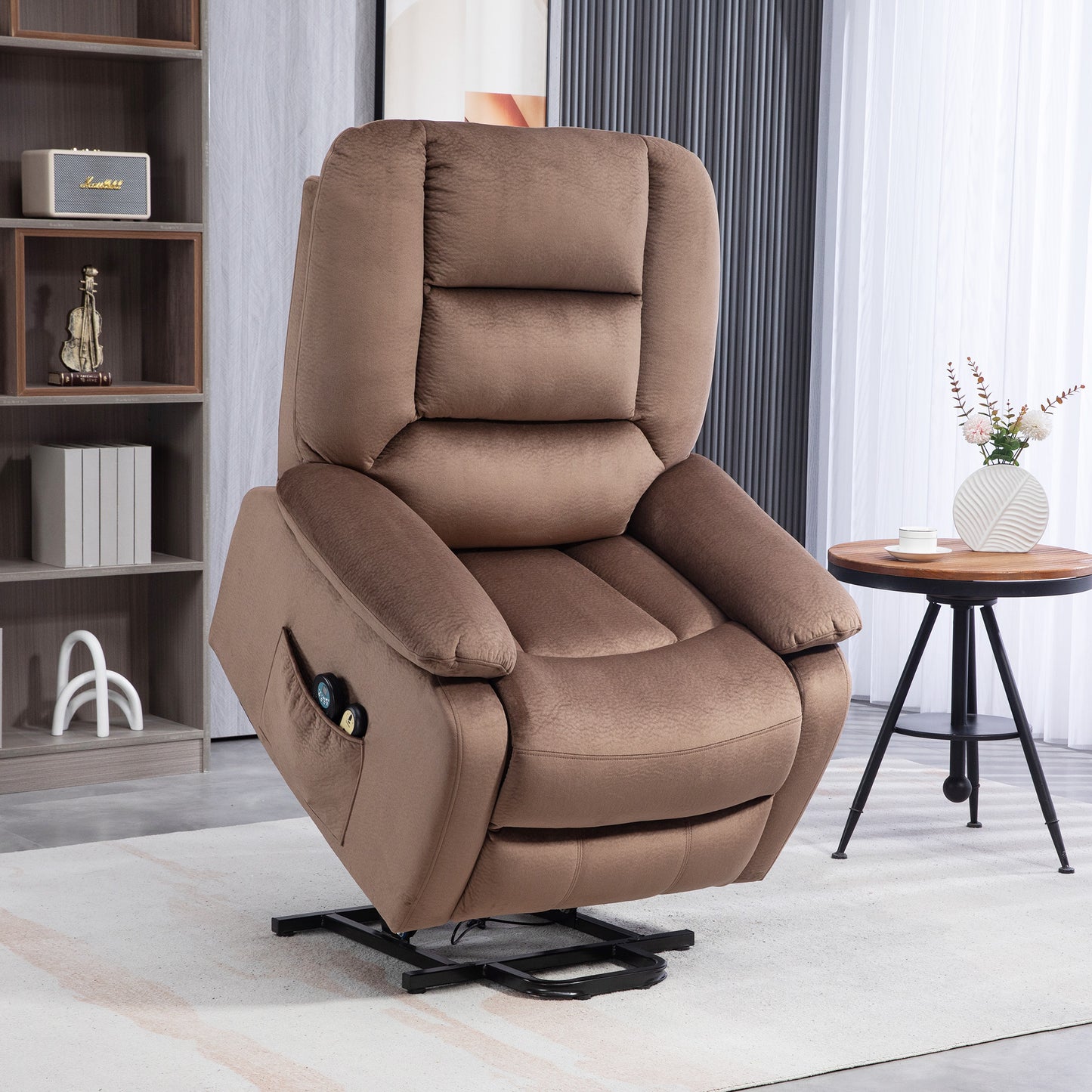 Riser and Recliner Chair Lift Chair with Vibration Massage, Heat, Brown