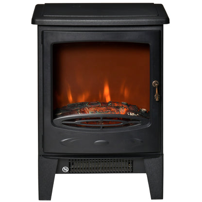 Freestanding Electric Fireplace Stove Heater W/ LED Flame Effect Black