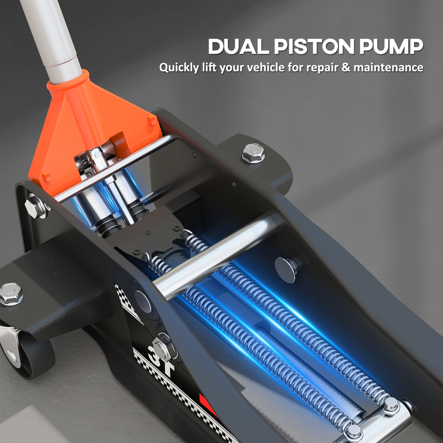 3 Ton Low Profile Floor Jack, 7.5-50.5 cm Hydraulic Car Trolley Jack