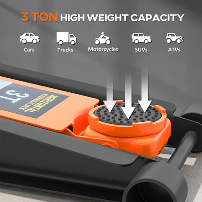 3 Ton Low Profile Floor Jack, 7.5-50.5 cm Hydraulic Car Trolley Jack