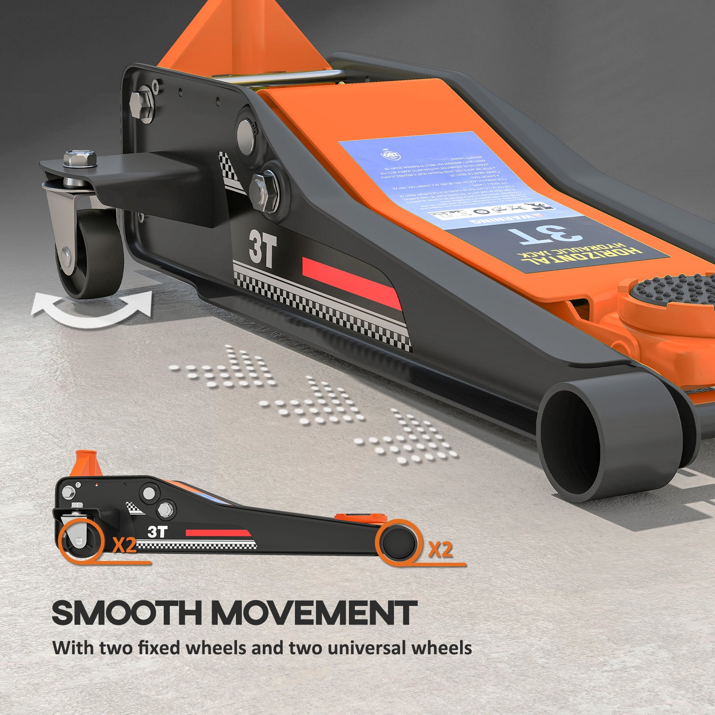 3 Ton Low Profile Floor Jack, 7.5-50.5 cm Hydraulic Car Trolley Jack