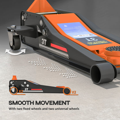 3 Ton Low Profile Floor Jack, 7.5-50.5 cm Hydraulic Car Trolley Jack