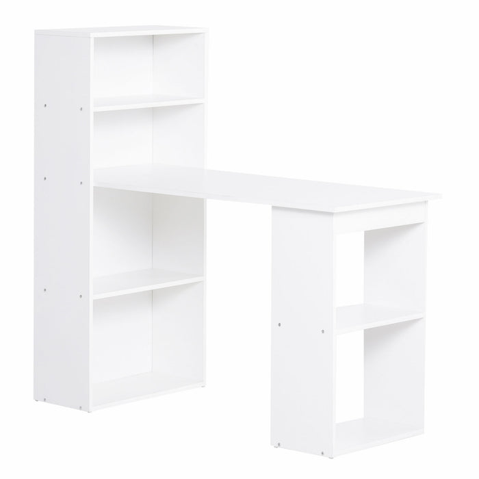 120cm Modern Computer Desk Bookshelf Writing Table Workstation PC Laptop Study Home Office 6 Shelves White