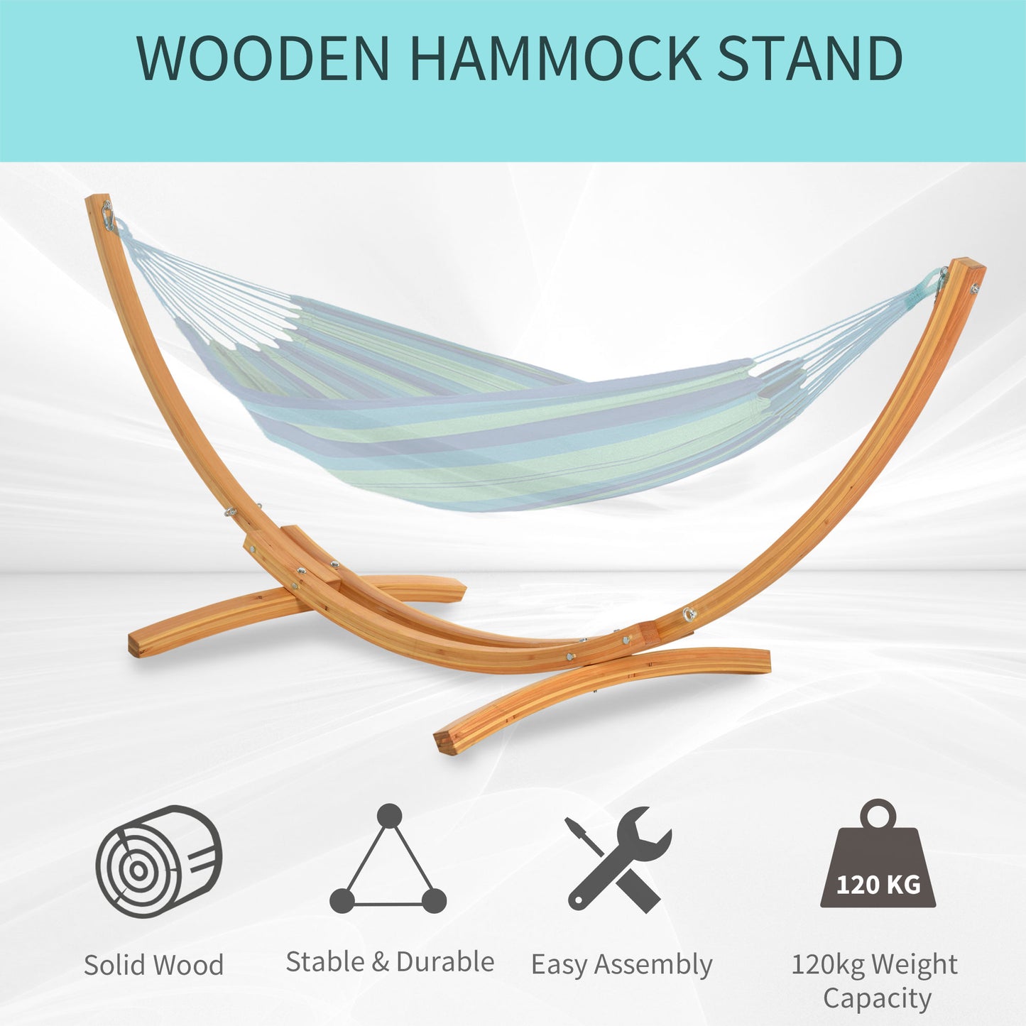3(m) Wooden Hammock Stand for Garden, Patio, Natural