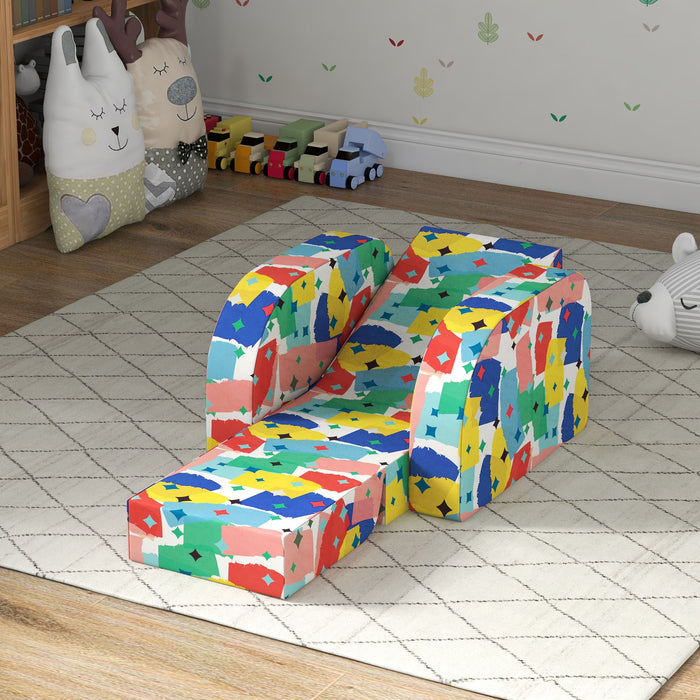 Kids Armchair, Foldable Toddler Chair for Bedroom - Multicoloured