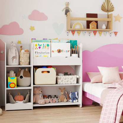 kids Toy storage unit, three tier Kids Bookshelf for Nursery, White