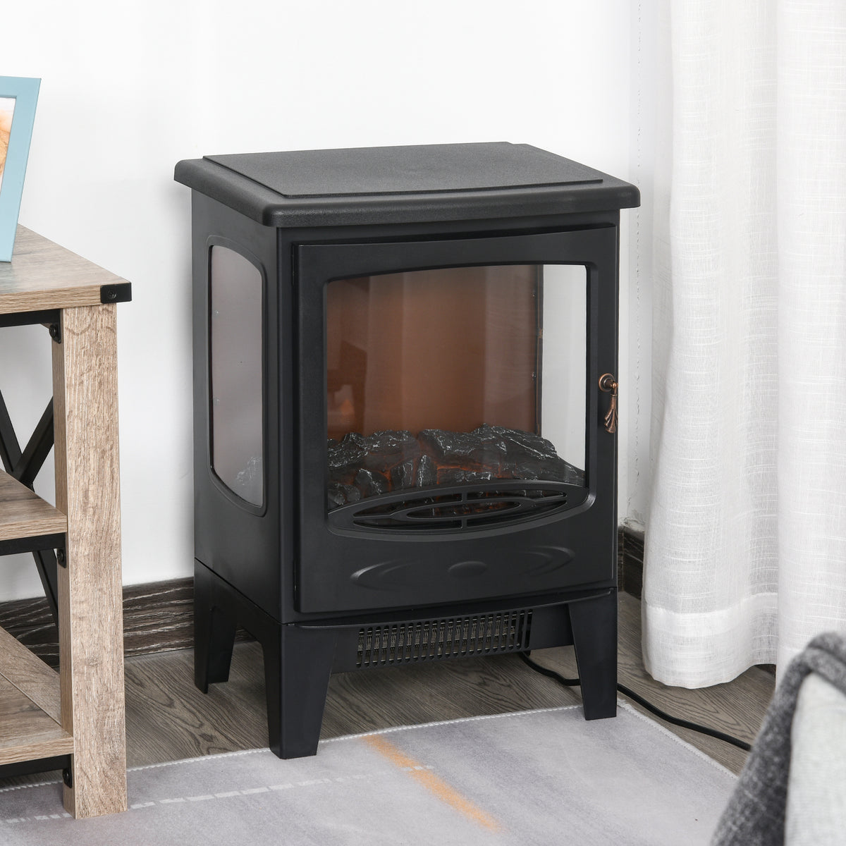 900W/1800W Freestanding Electric Fireplace w/ Adjustable Artificial Flame