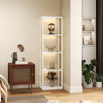 LED Floor Lamp with Glass Shelves, Dimmable Room Lamp, White