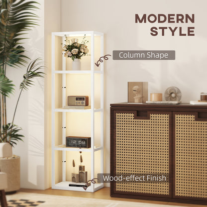 LED Floor Lamp with Glass Shelves, Dimmable Room Lamp, White