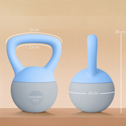 6KG Kettlebell w/ Soft Body, Non-Slip Handle, Light Blue and Grey