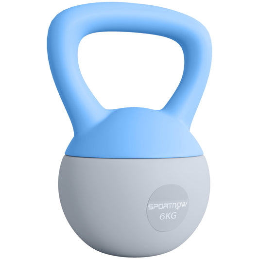 6KG Kettlebell w/ Soft Body, Non-Slip Handle, Light Blue and Grey