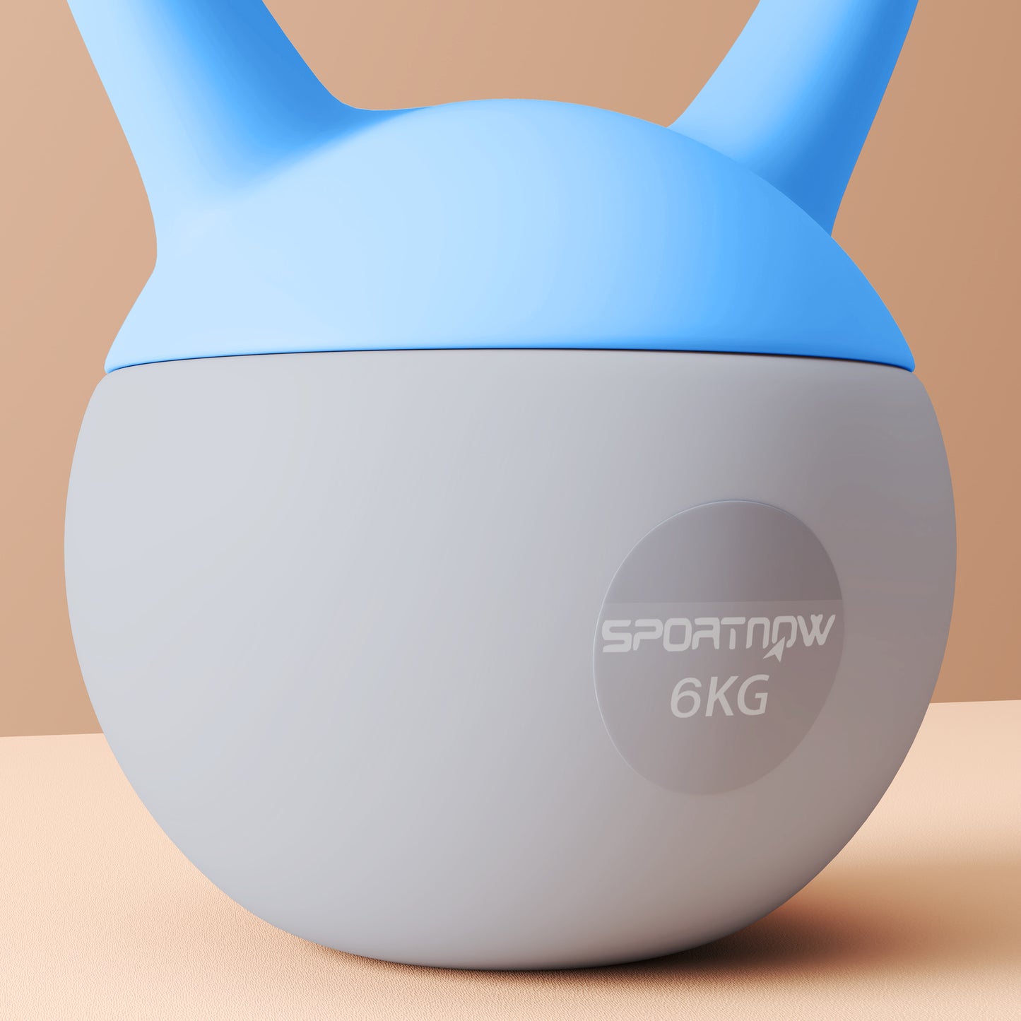 6KG Kettlebell w/ Soft Body, Non-Slip Handle, Light Blue and Grey