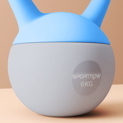 6KG Kettlebell w/ Soft Body, Non-Slip Handle, Light Blue and Grey