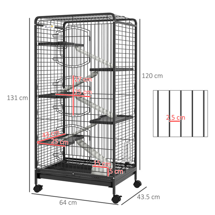 Five-Level Removable Small Animal Cage, 131cm - Black