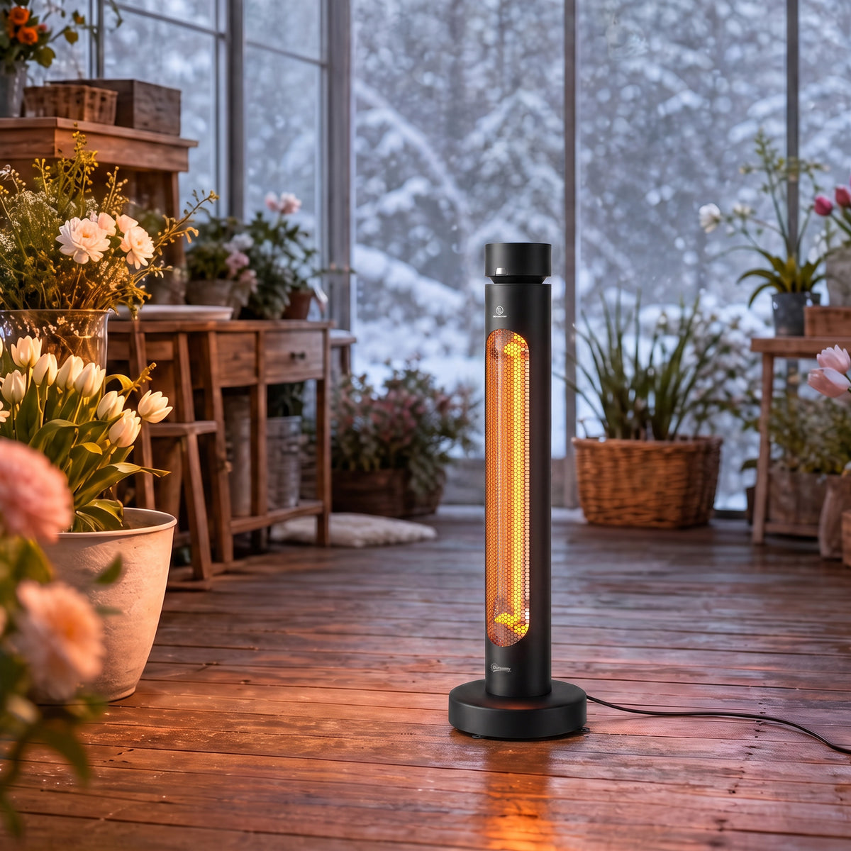 2000 W Electric Infrared Patio Heater with Oscillation, Black