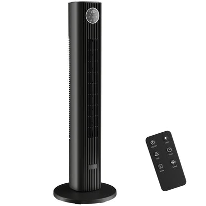 28dB Tower Fan for Bedroom, 26 ft/s Velocity Standing Fan, Black