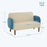 Modern 2 Seater Sofa w/ Rubber Wood Legs 128 x 71 x 74cm Cream Blue