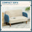 Modern 2 Seater Sofa w/ Rubber Wood Legs 128 x 71 x 74cm Cream Blue