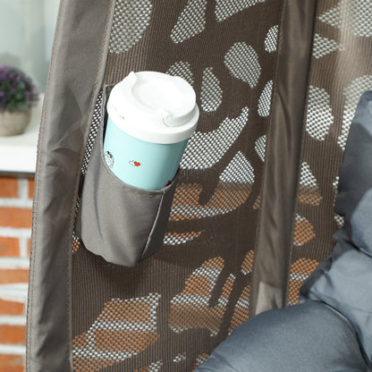 Foldable Egg Chair with Cushions, Indoor Outdoor Swivel Lounger, Grey